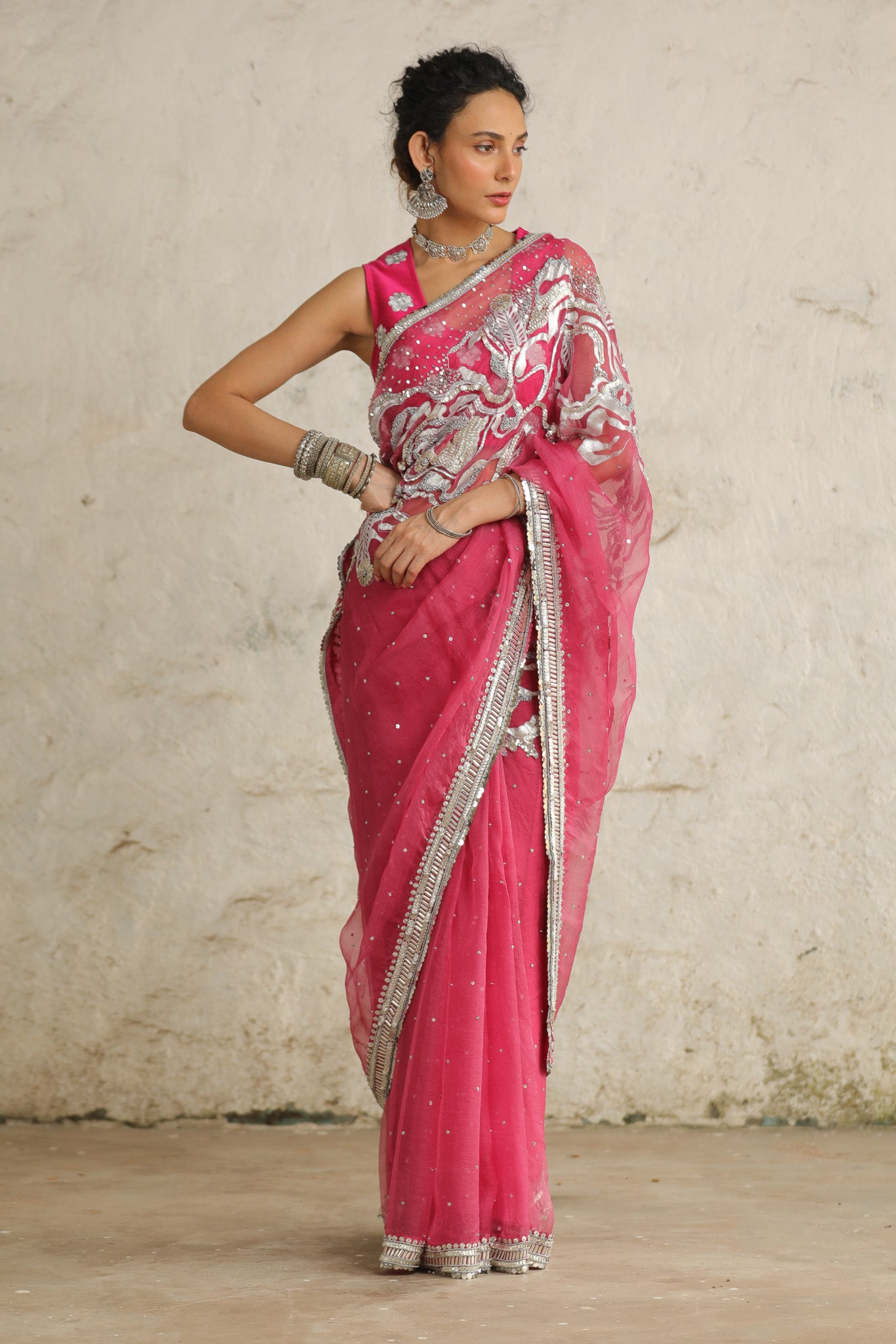 Pink Cosmos - Saree