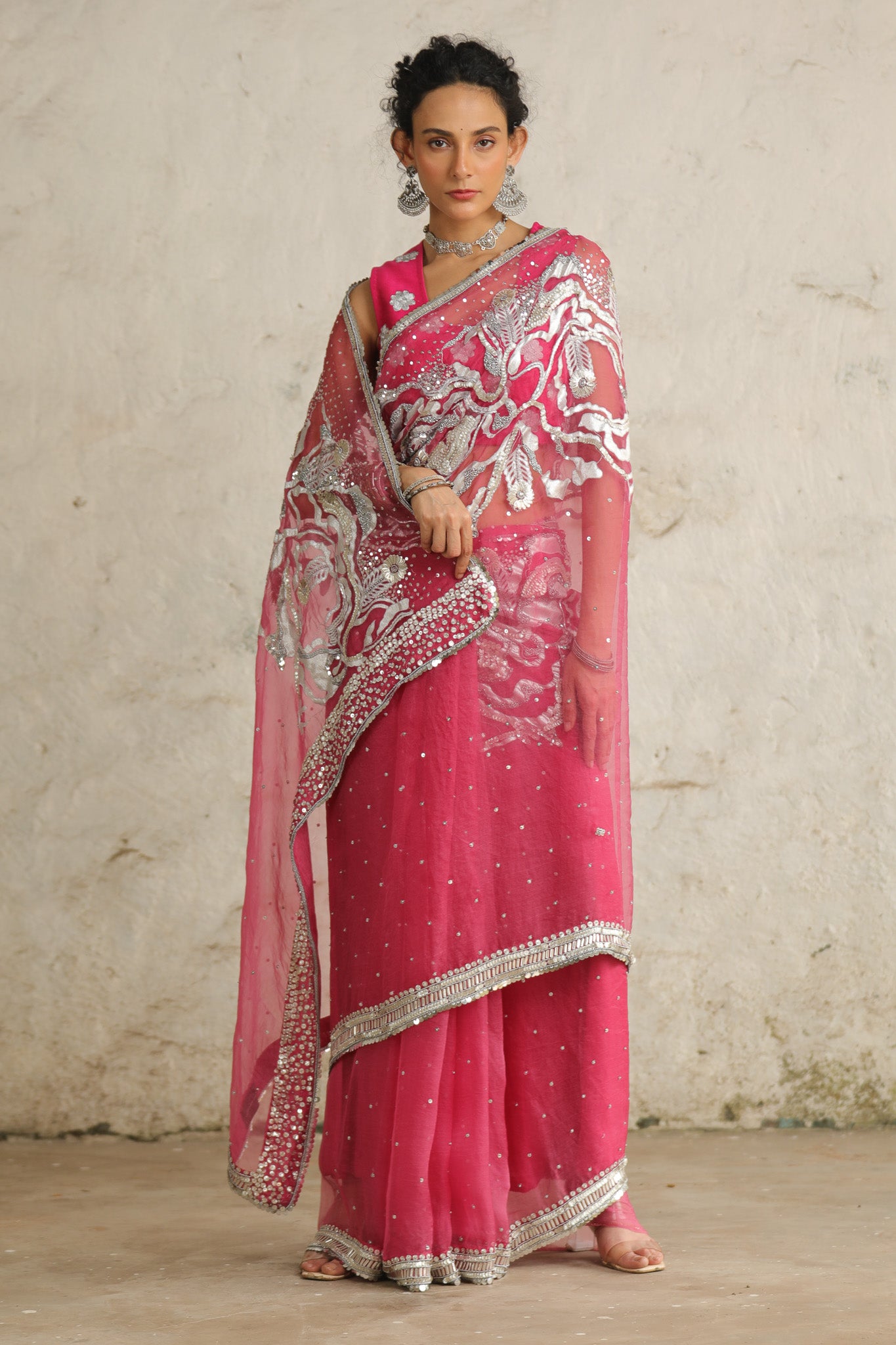 Pink Cosmos - Saree