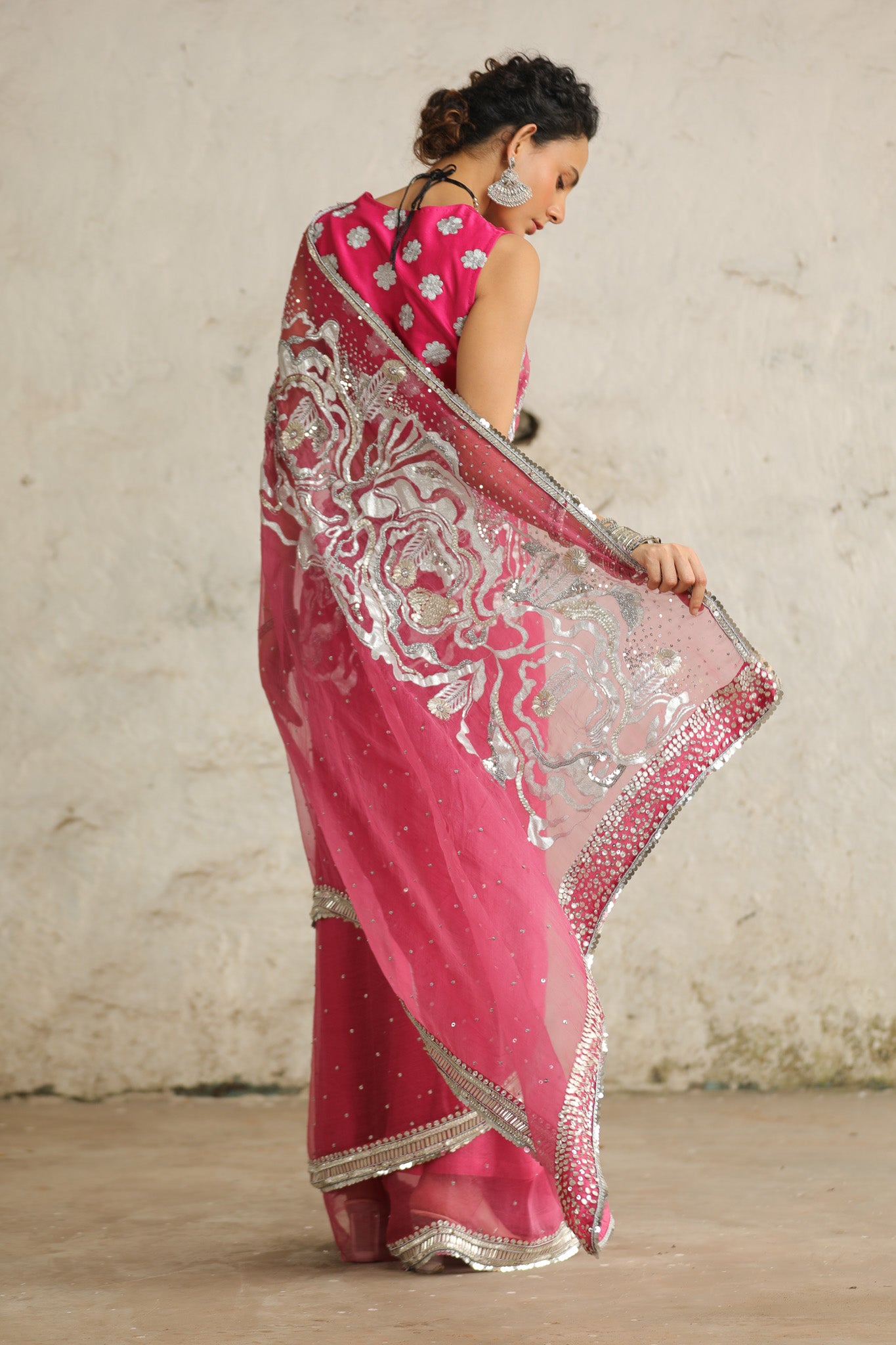 Pink Cosmos - Saree