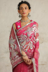 Pink Cosmos - Saree