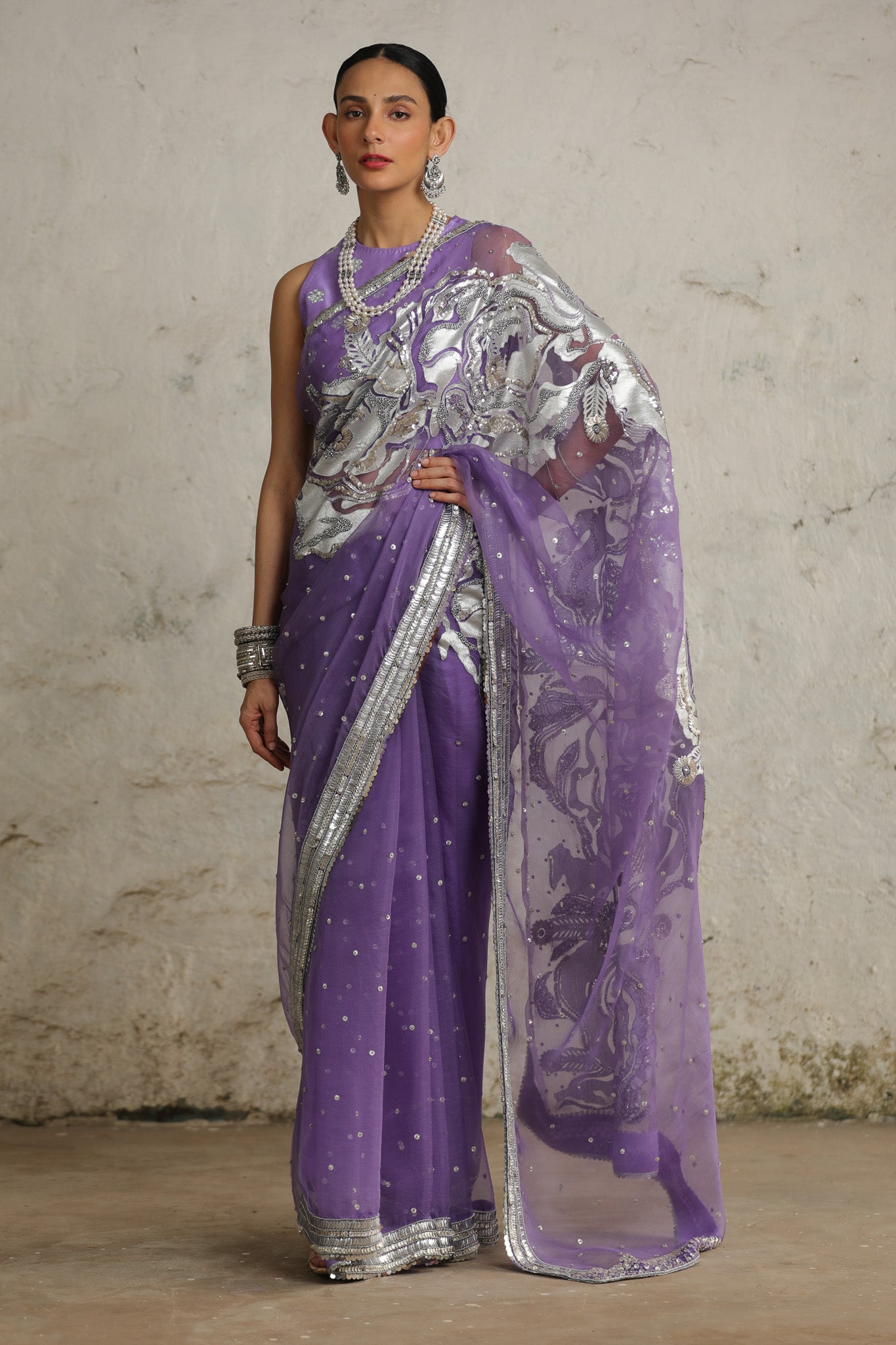 Purple Cosmos - Saree