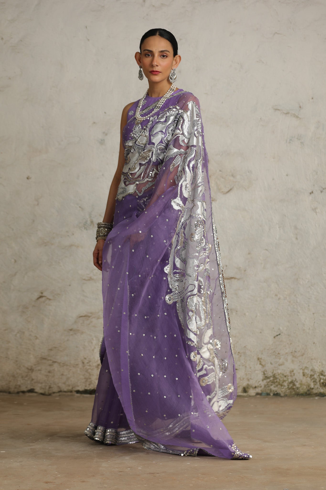 Purple Cosmos - Saree