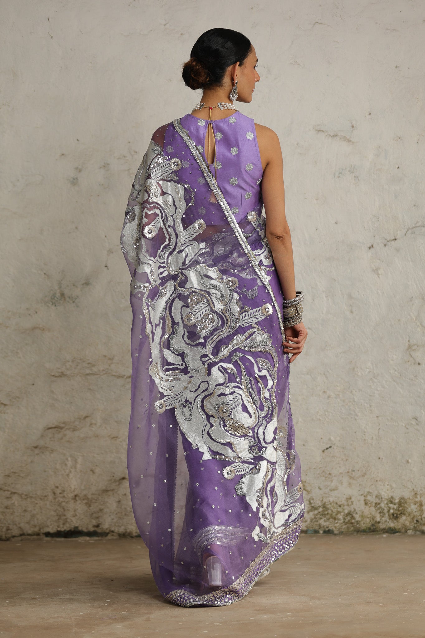 Purple Cosmos - Saree