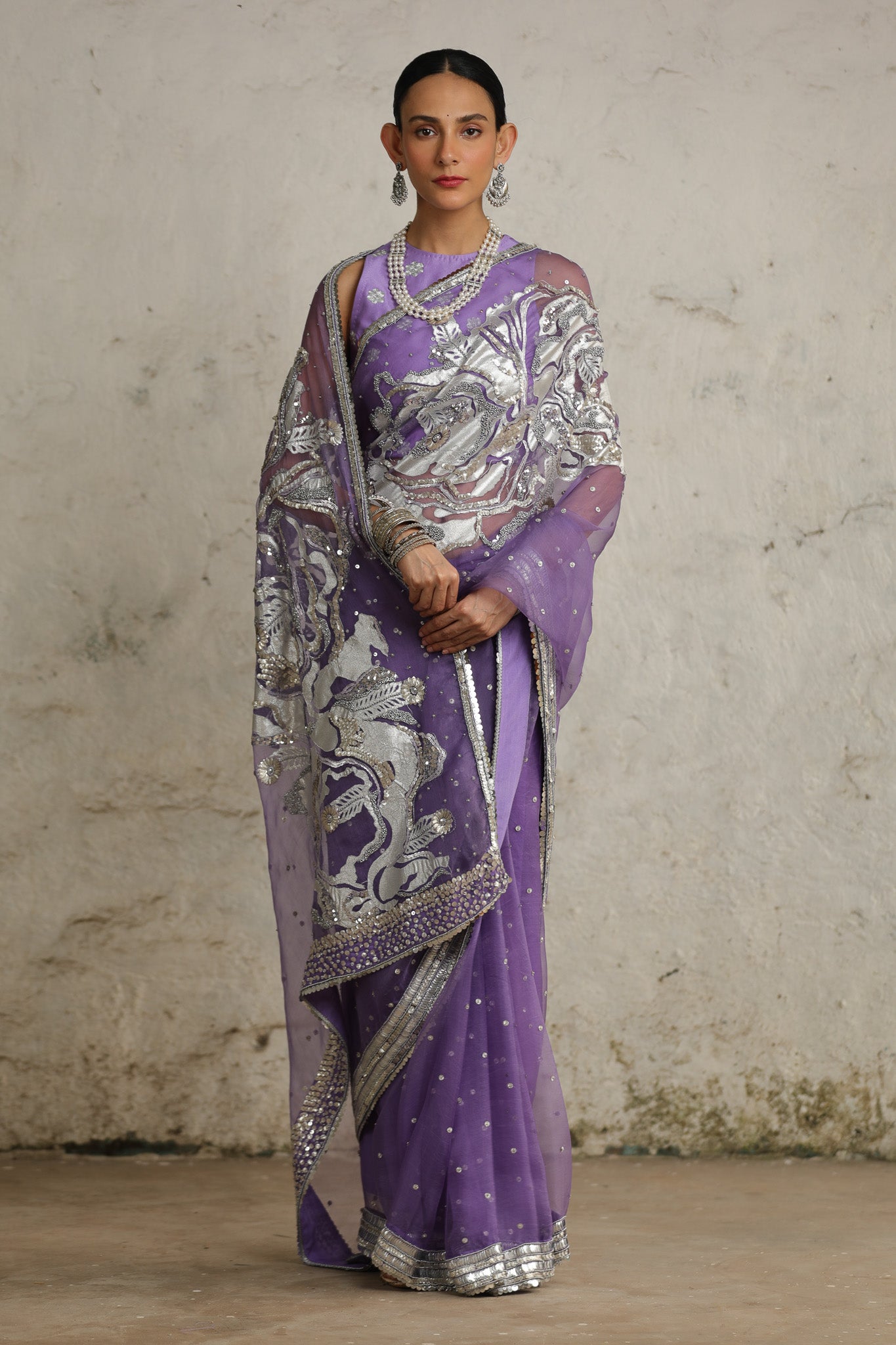Purple Cosmos - Saree