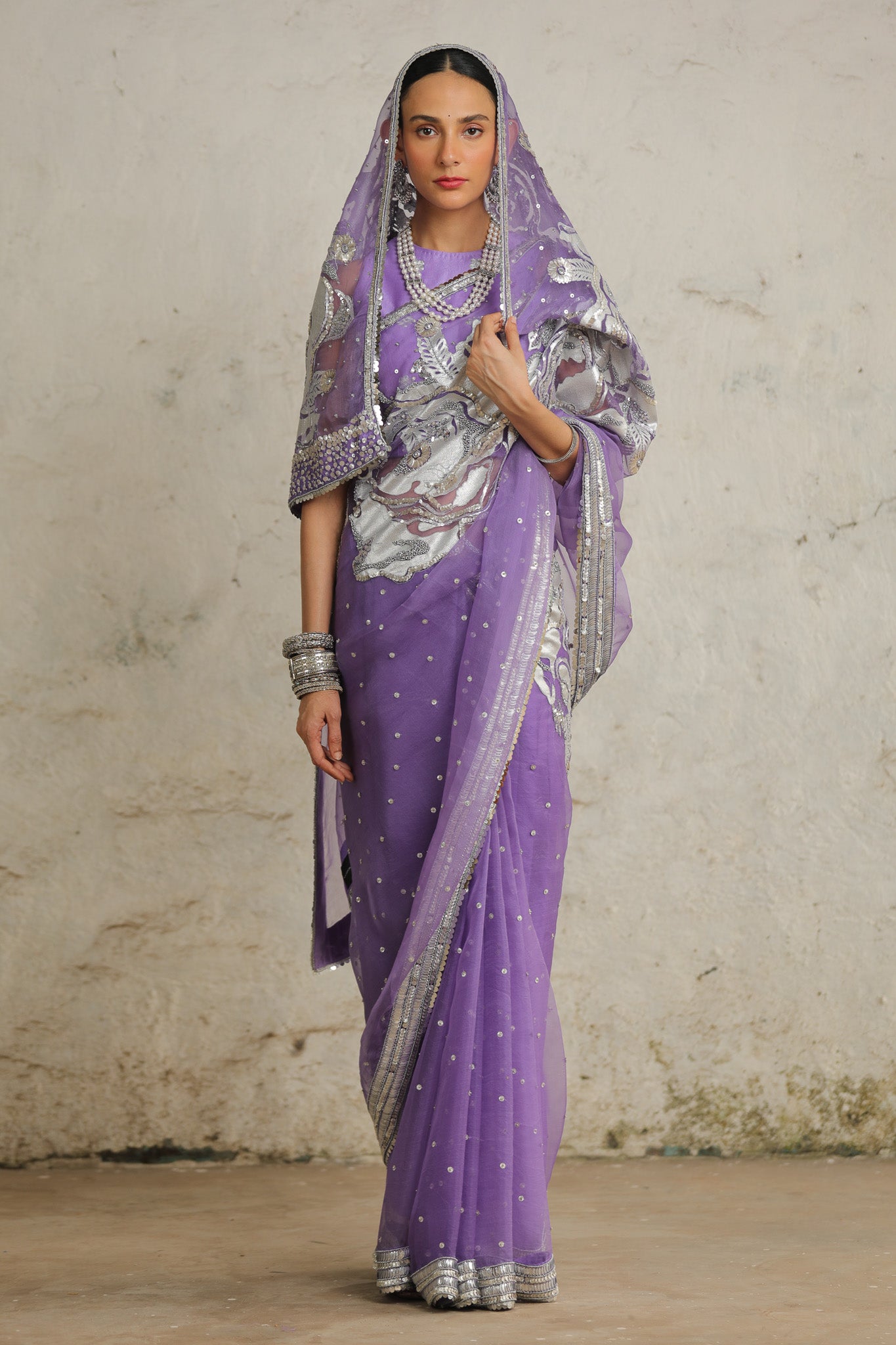 Purple Cosmos - Saree