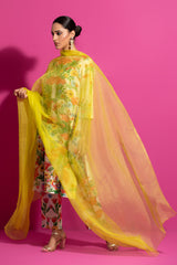 Lime Champa Bagh - Set With Dupatta