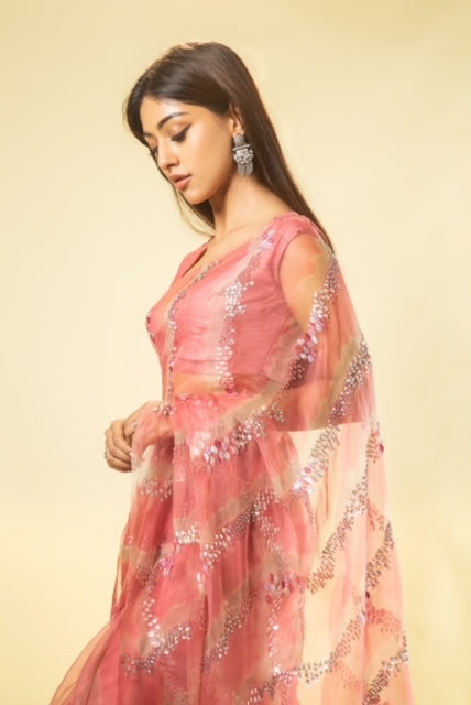 Pink Iridescent - Saree