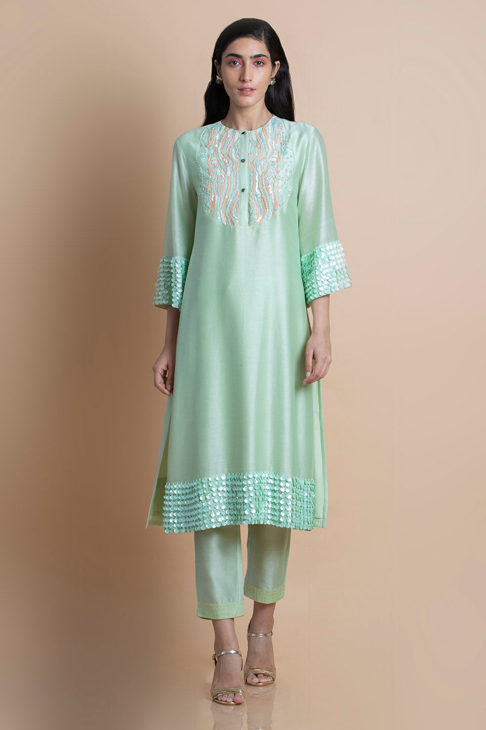 Neo Mint Embroidered - Tunic Set