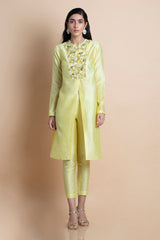 Lime Yellow Embroidered - Tunic Set