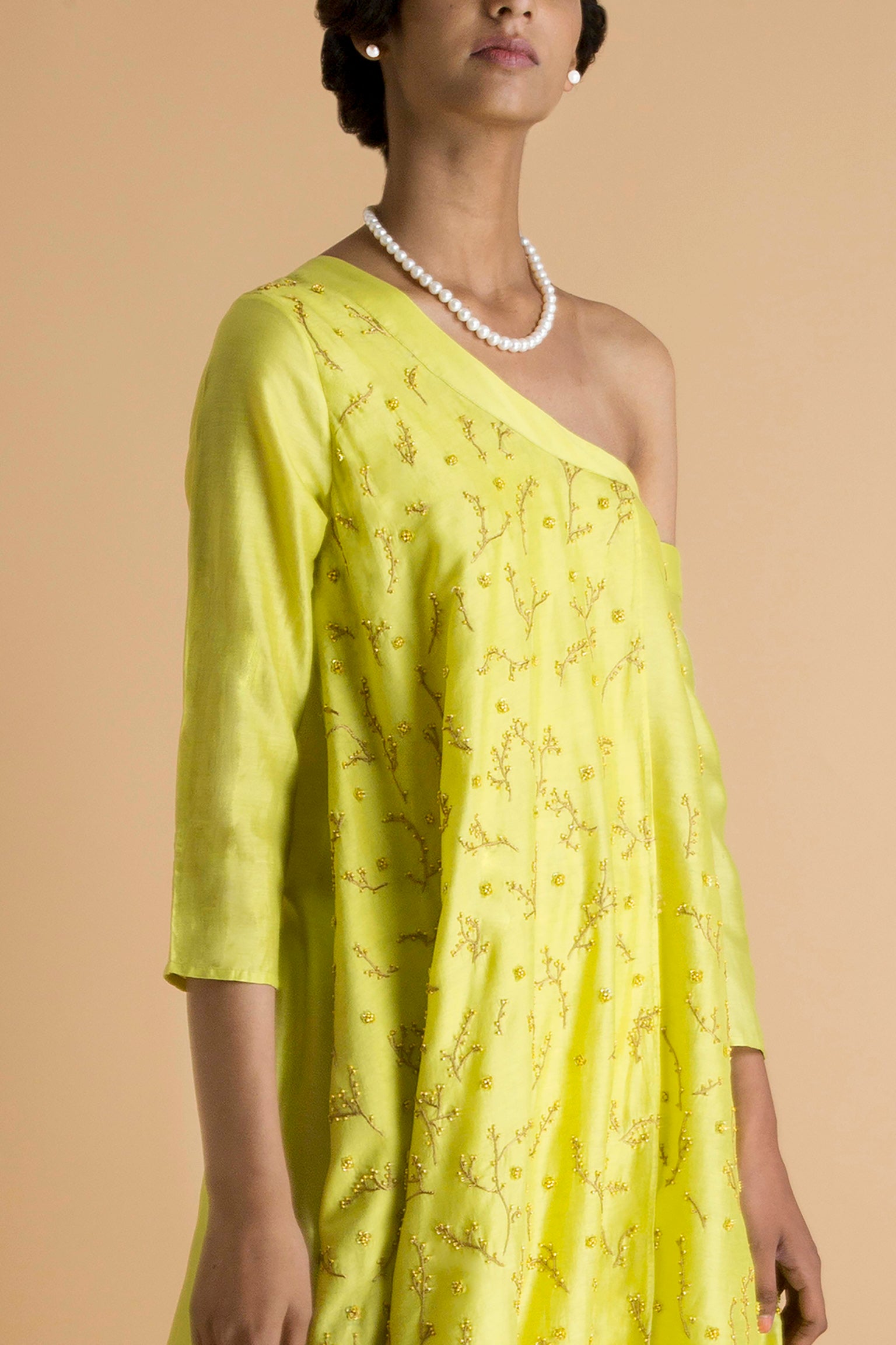 Yellow Embroidered Tunic Set