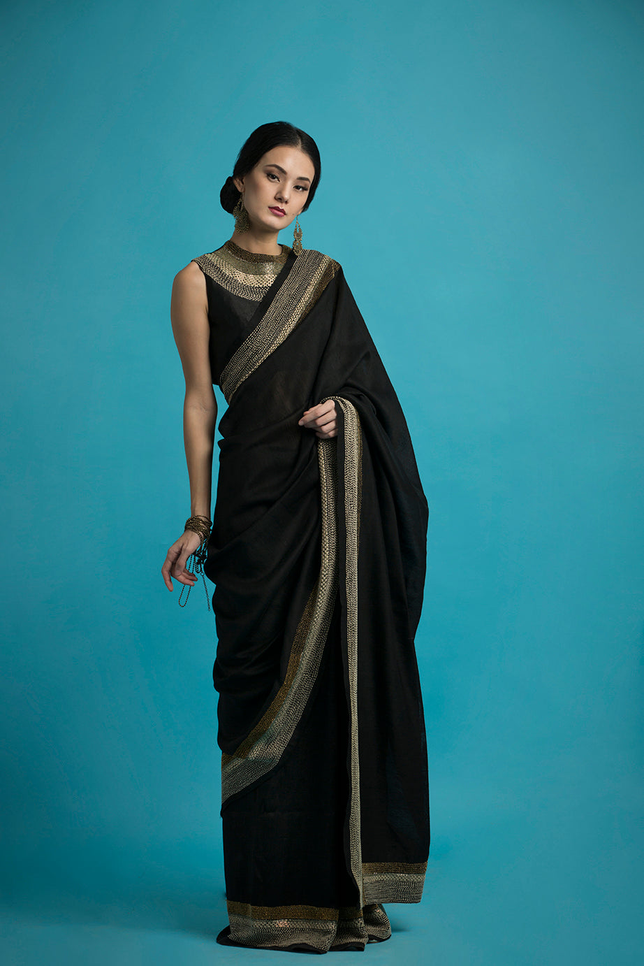 Hand Woven & Hand Embroidered Tussar Silk Saree - sakshamneharicka.com