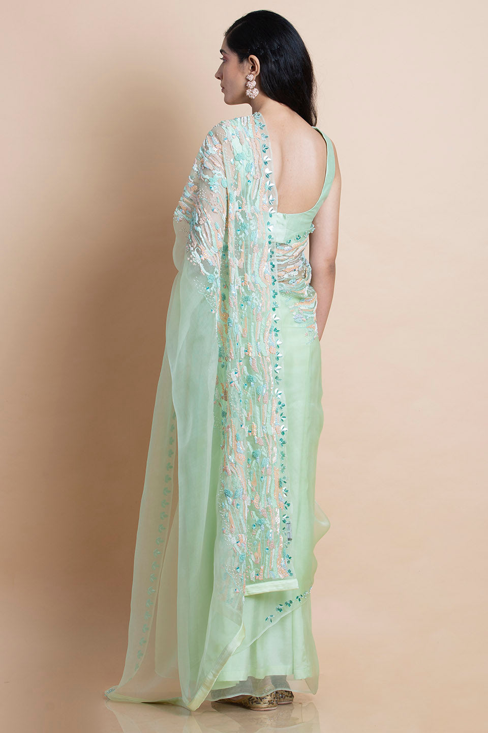 Neo Mint in Silk Organza - Saree