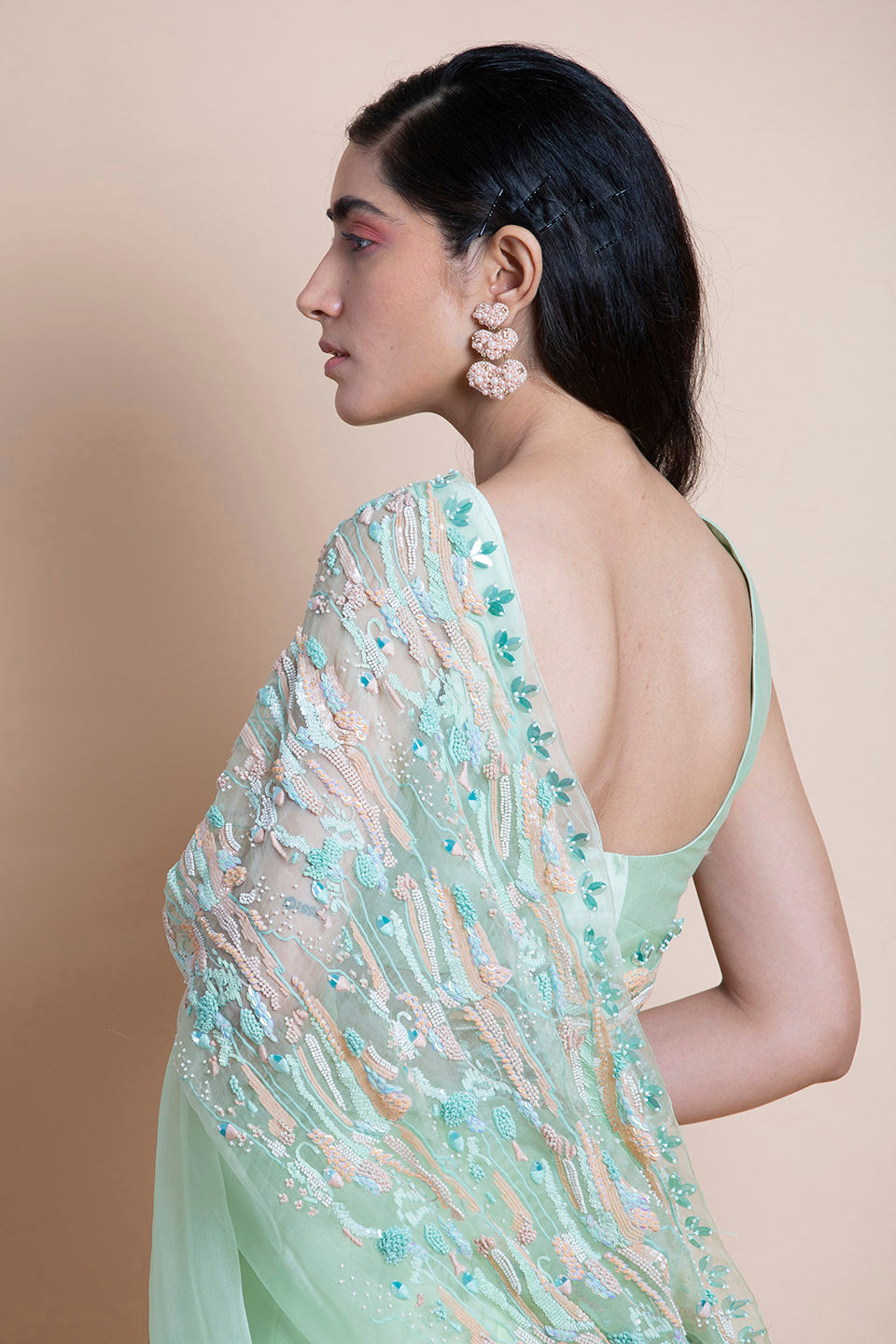 Neo Mint in Silk Organza - Saree