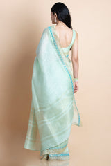 Neo Mint in Linen Silk - Saree
