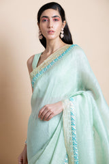 Neo Mint in Linen Silk - Saree