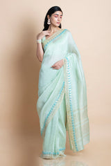 Neo Mint in Linen Silk - Saree