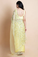 Lime Yellow in Silk Organza - Saree