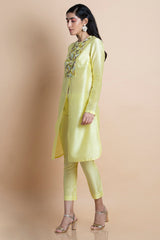 Lime Yellow Embroidered - Tunic Set