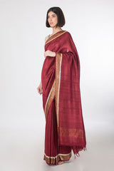 Hand Embroidered Tussar Silk Saree - sakshamneharicka.com