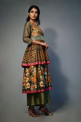 Janaki Olive Layered - Kurta Set