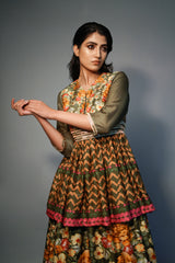 Janaki Olive Layered - Kurta Set