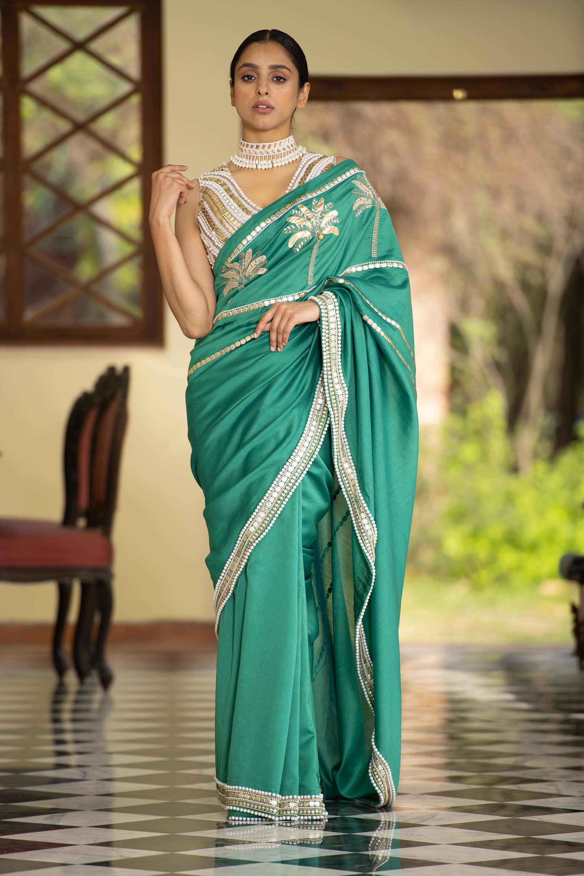 Yamuna Embroidered - Saree Set