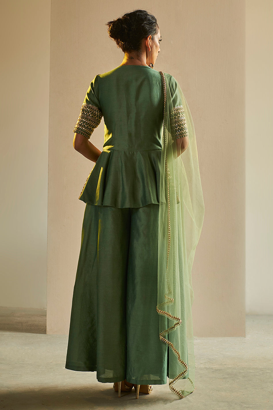 Gulposh - Green Sharara Set