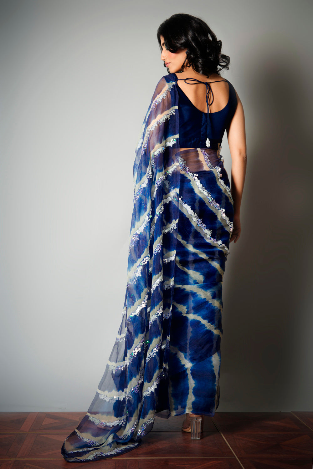Blue Iridescent - Saree