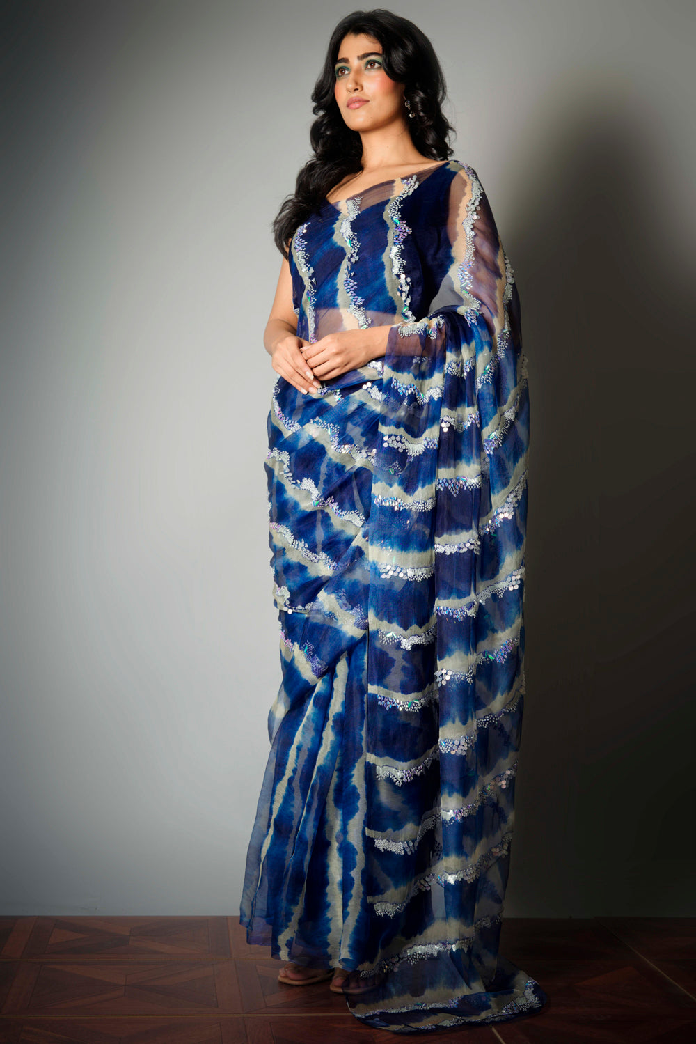 Blue Iridescent - Saree