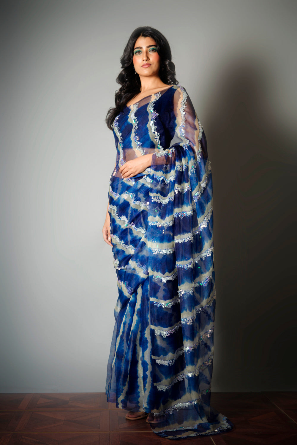 Blue Iridescent - Saree