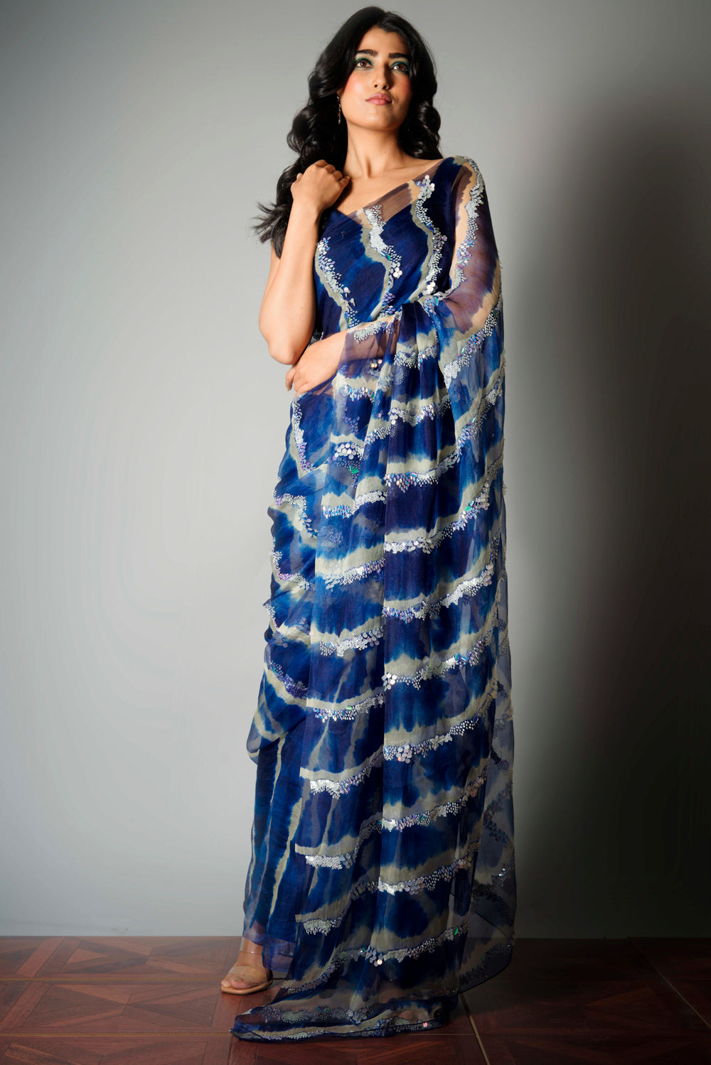 Blue Iridescent - Saree
