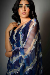 Blue Iridescent - Saree