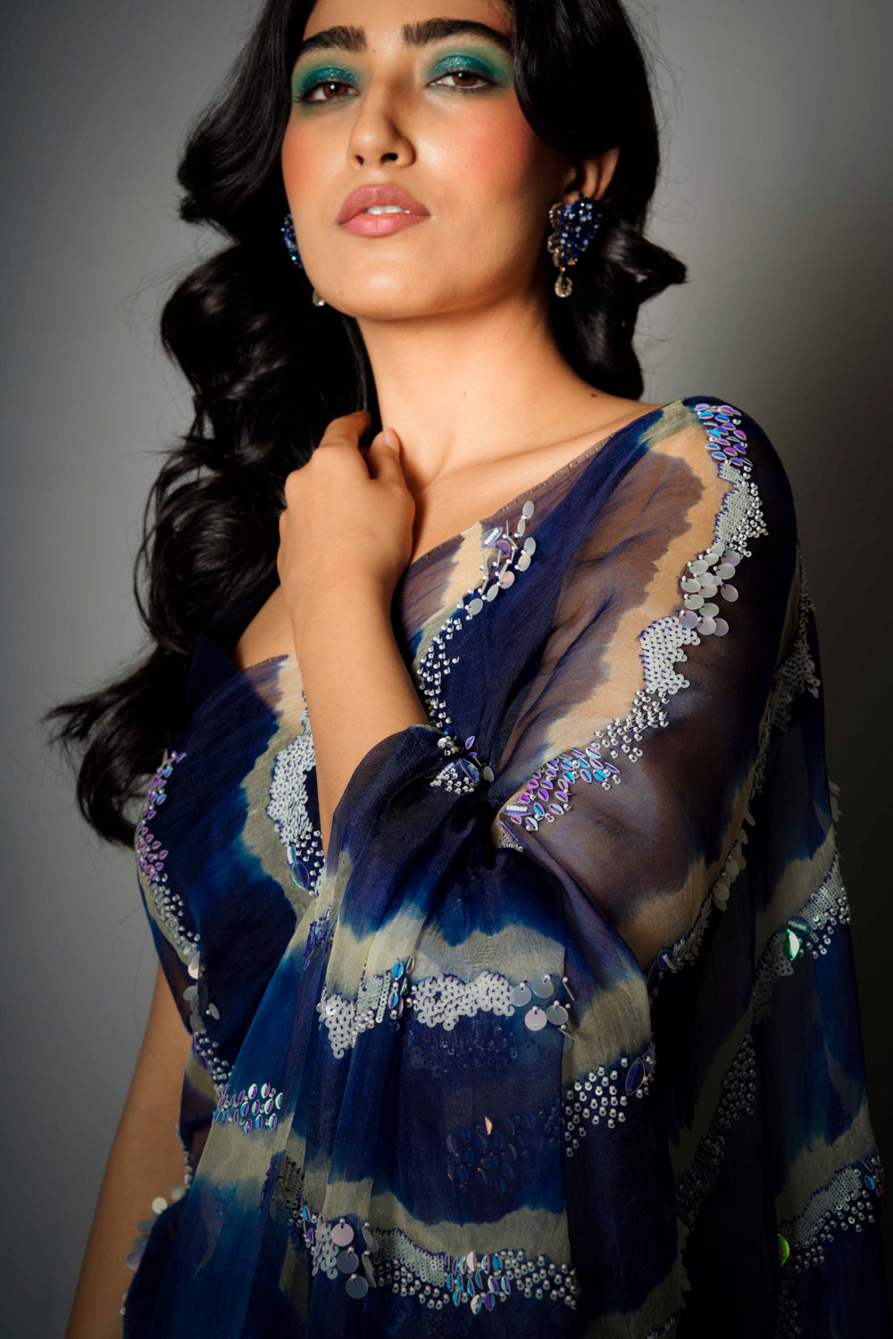 Blue Iridescent - Saree