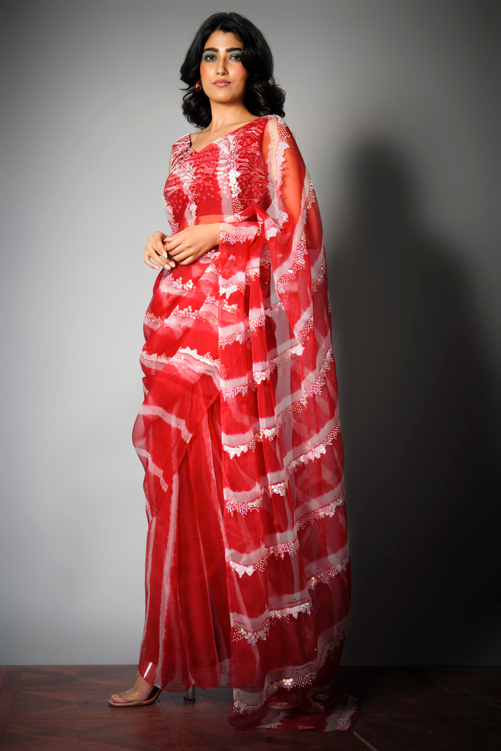 Red Iridescent - Saree