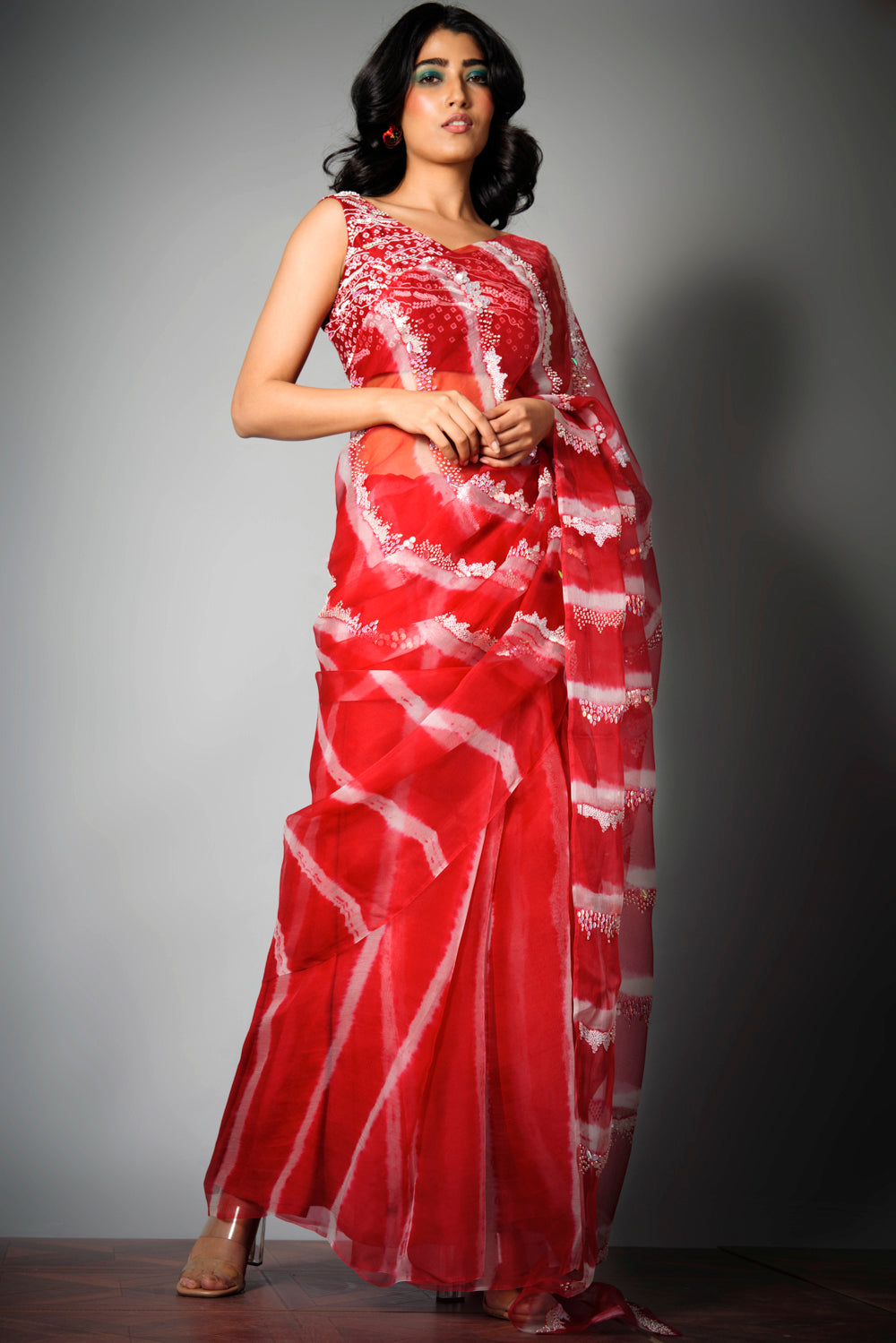Red Iridescent - Saree
