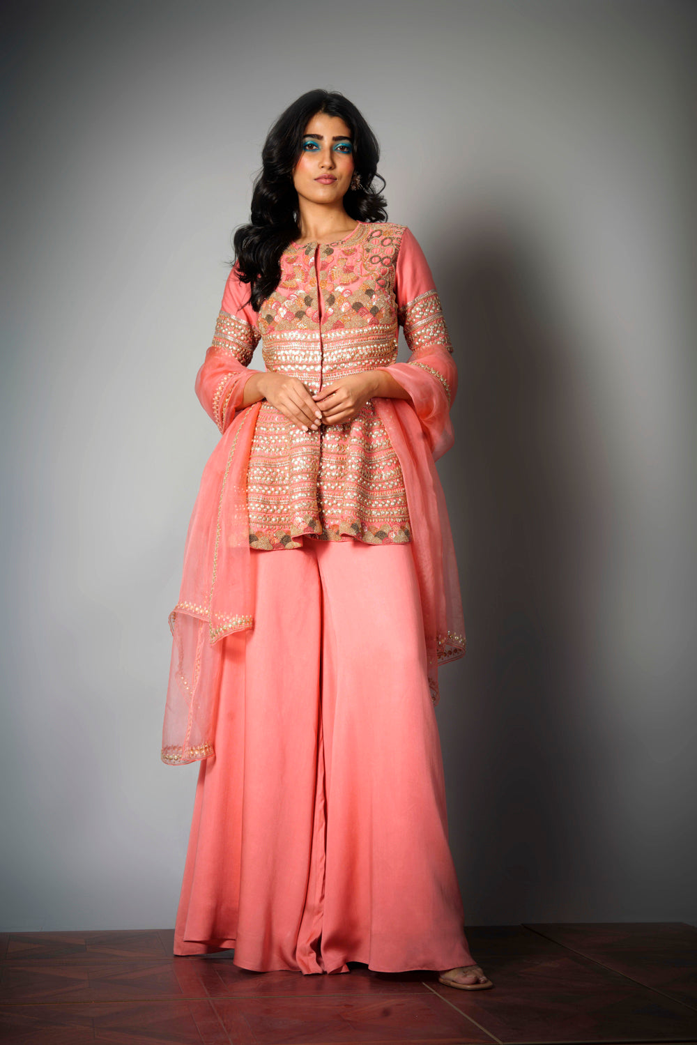 Pink Embroidered - Sharara Set