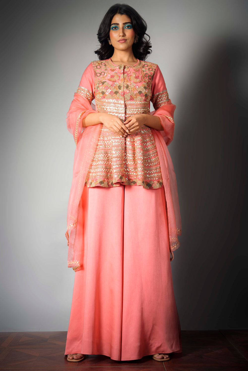 Pink Embroidered - Sharara Set