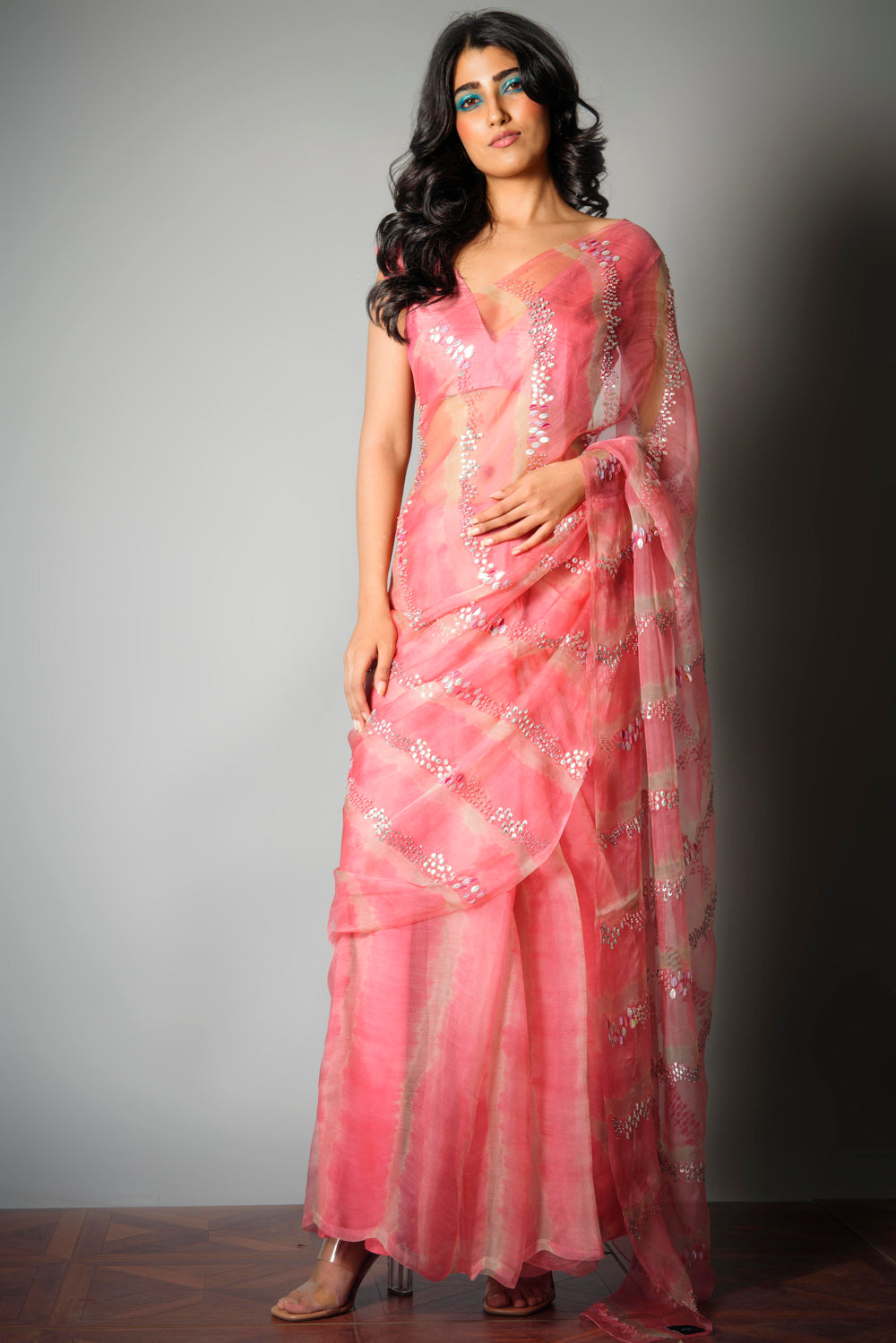 Pink Iridescent - Saree