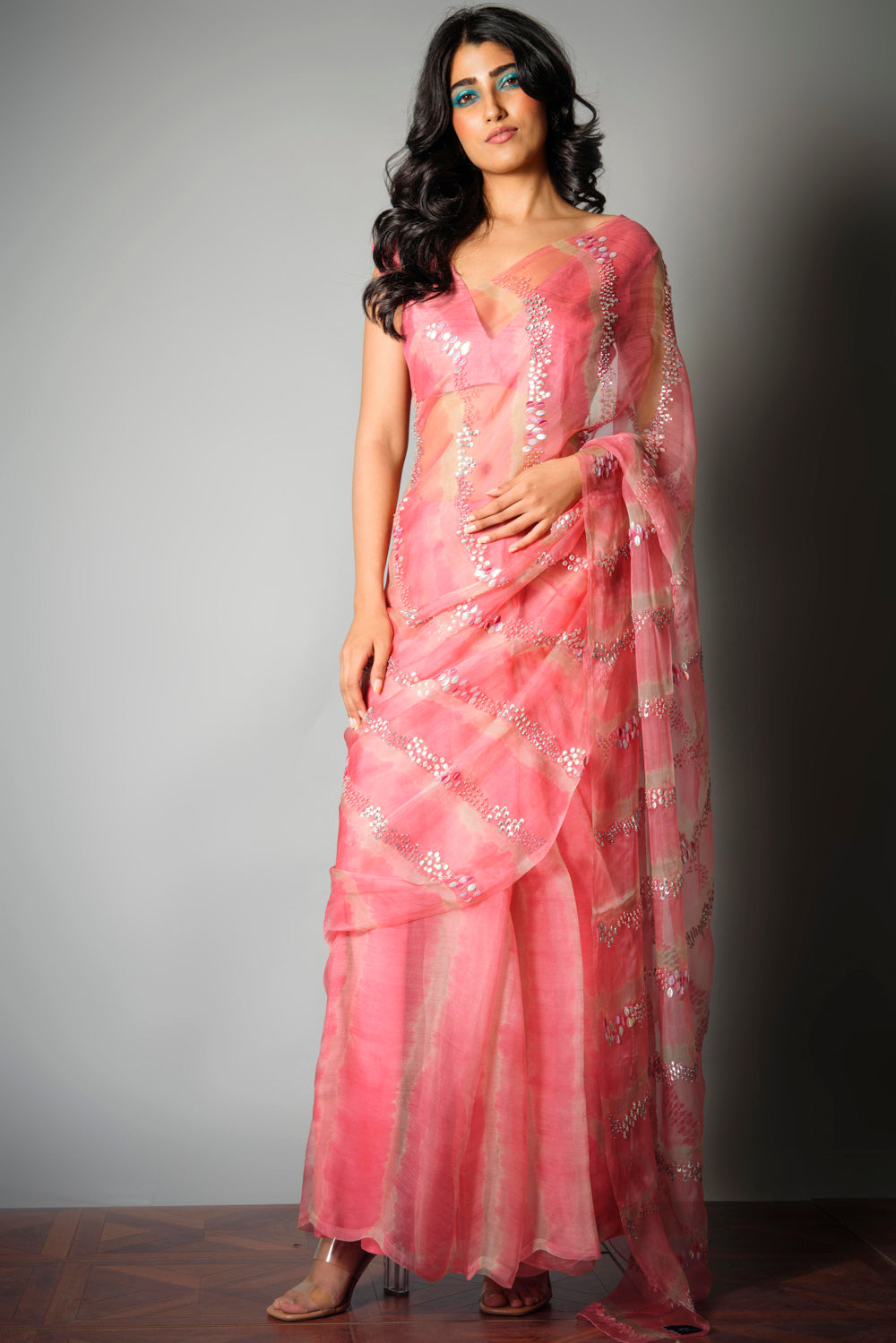 Pink Iridescent - Saree