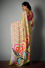 Lime Printed Saree