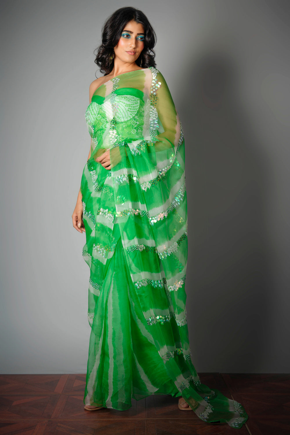 Green Iridescent - Saree
