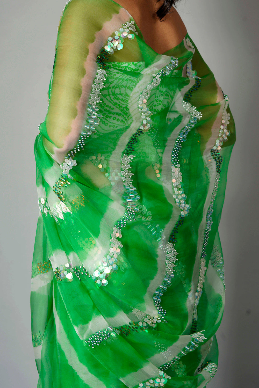 Green Iridescent - Saree