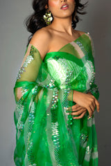 Green Iridescent - Saree
