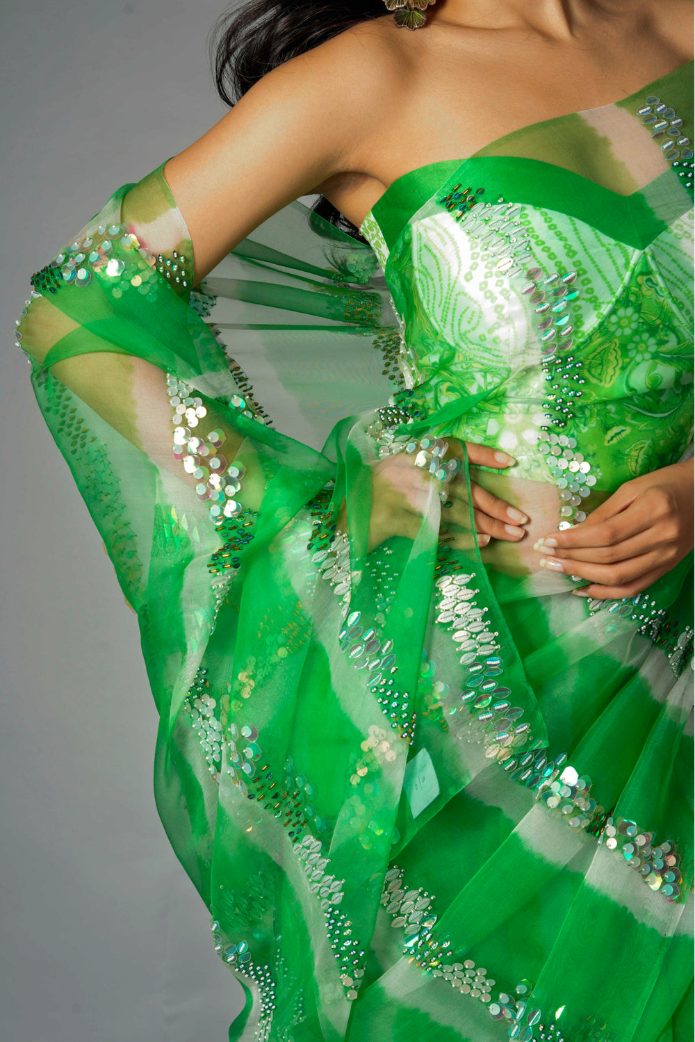 Green Iridescent - Saree