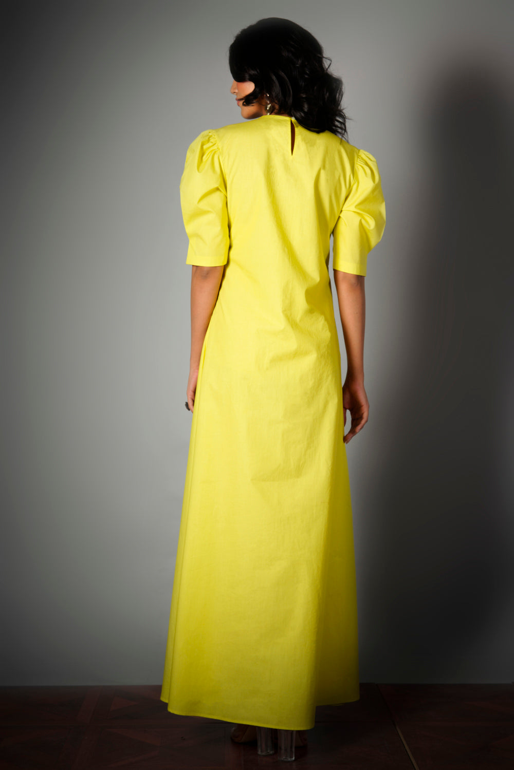 Yellow cutwork A-symmetrical - Dress