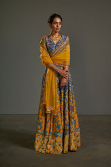 Printed and Hand Embroidered Lehenga Set - sakshamneharicka.com