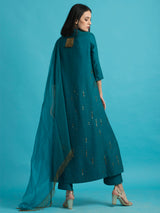 Teal Silk Kurta Set