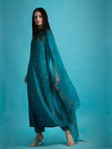 Teal Silk Kurta Set