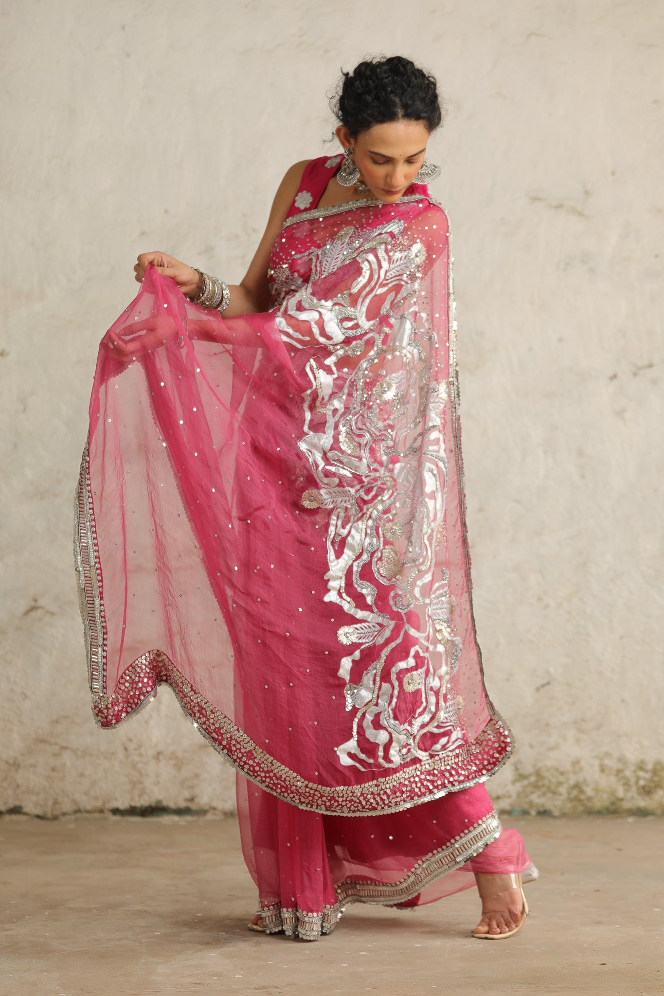 Pink Cosmos - Saree