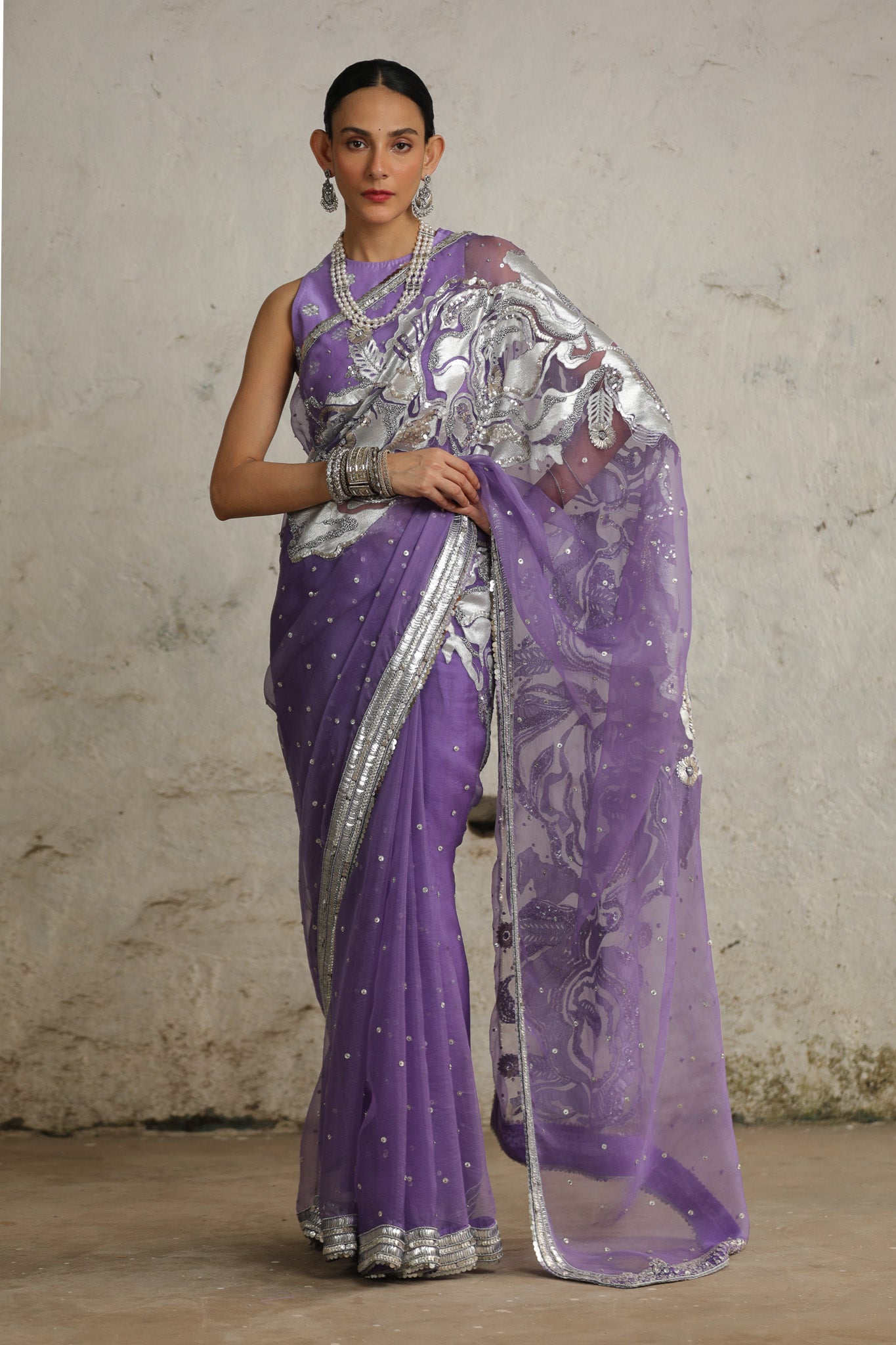 Purple Cosmos - Saree